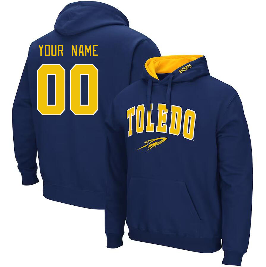 Custom Toledo Rockets Name And Number Hoodie-Navy